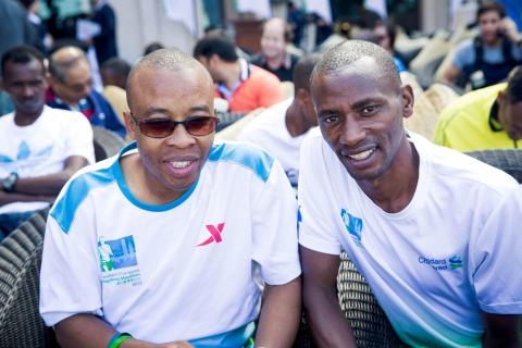 Inspirational running duo Henry Wanyoike and Joseph Kibunja back at the Standard Chartered Dubai Marathon 2015