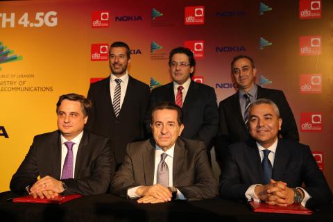 Under the auspices and in presence of the Minister of Telecommunications Boutros Harb -  Alfa signs 4.5G LTE deployment contracts with Nokia and Ericsson in all of Lebanon and two MoUs on 5G
