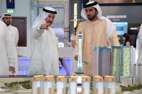 H.H. Sheikh Mansour Bin Mohammed Bin Rashid and H.H. Sheikh Rashid Bin Humaid Al Nuaimi visit FCW stand at Cityscape Global 2016 among other high-profile individuals