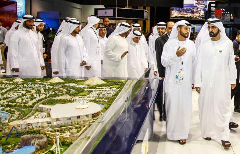 H.H. Sheikh Mohammed Bin Rashid Al Maktoum visits Falconcity of Wonders stand at Cityscape Global 2017