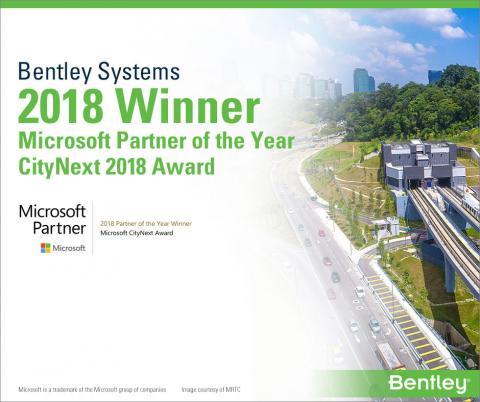 Bentley Systems Named  2018 Microsoft CityNext Partner of the Year
