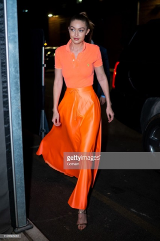 Ralph Lauren is pleased to announce that Gigi Hadid wore a Polo Ralph Lauren t-shirt and skirt, at the Maybelline New York Fashion Week Party,  in New York City on February 9, 2019