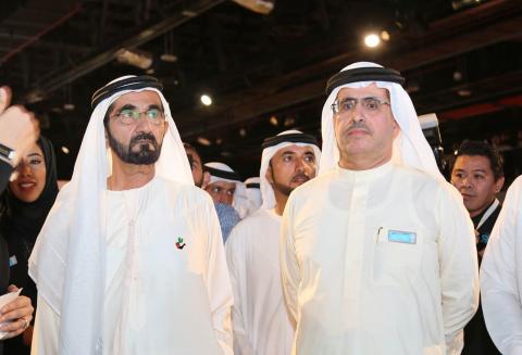 HH Sheikh Mohammed bin Rashid Al Maktoum visits DEWA stand at the Arab Media Forum 2016
