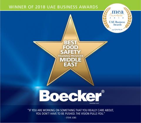 Boecker®: the winner of 2018 Best Food Safety Training Provider in the Middle East by MEA Markets